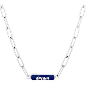 Stalen ketting dream emaille blauw