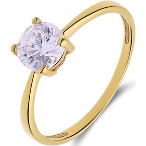 Zilveren ring gold met zirkonia 6mm