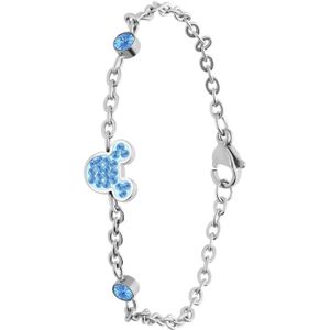 Stalen armband Mickey Mouse met licht sapphire kristal