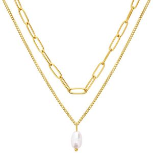 Stalen goldplated ketting closed forever parel