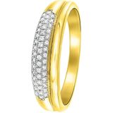 14 Karaat geelgouden ring met 46 diamanten 0,11ct