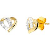 14 karaat geelgouden oorbellen hart met 4 diamanten