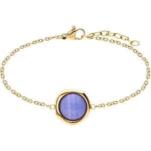 Stalen goldplated armband met blue lace
