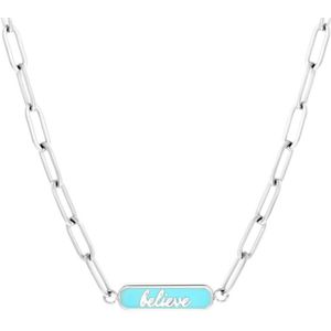 Stalen ketting believe emaille mint