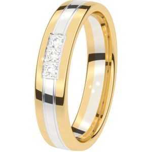 9K bicolor trouwring diamant 4,5mm IJsbloem