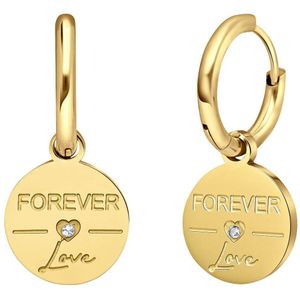 Stalen goldplated oorringen forever love