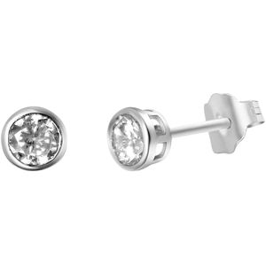Zilveren oorbellen rond 4mm met zirkonia
