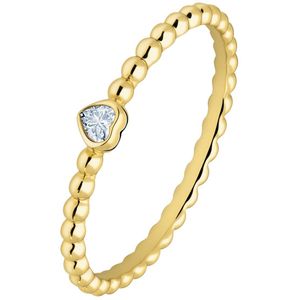 Zilveren goldplated ring bol hart zirkonia