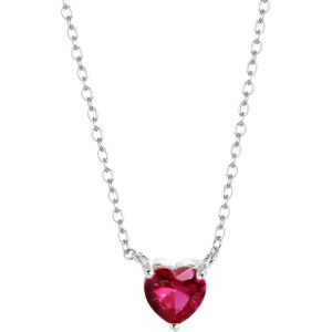 Zilveren ketting Love month stones hart