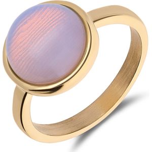 Stalen goldplated ring met opaal