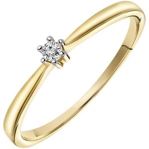 14K geelgouden solitair ring met diamant (0,04ct.)