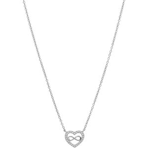 Zilveren ketting met hanger hart/infinity zirkonia