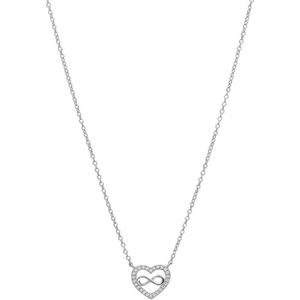 Zilveren ketting met hanger hart/infinity zirkonia