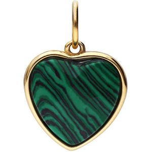 Stalen goldplated bedel hart met malachite