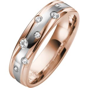 14 K trouwring rose & witgoud dia Daisy Dames H73R
