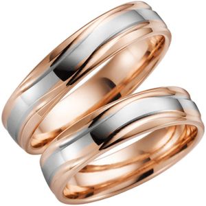 14 K bicolour trouwring rose/wit Daisy Heren H40R