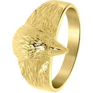 Gerecycled stalen goldplated ring adelaar