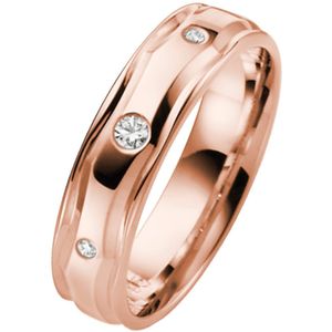 14K rose gouden trouwring dia Sunflower Dames H71R