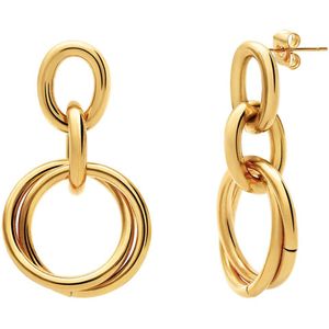 Camille stalen goldplated oorhangers rond dubbel voor dames