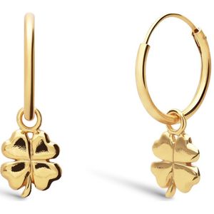 Zilveren goldplated oorringen met klavertje