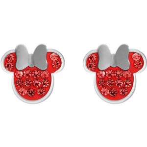 Stalen oorknoppen Minnie Mouse met rode kristal