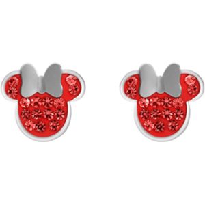 Stalen oorknoppen Minnie Mouse met rode kristal