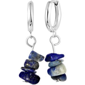 Stalen oorbellen met lapis lazuli