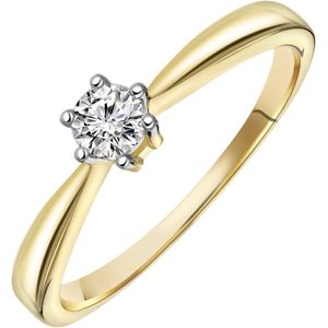 14K geelgouden solitair ring met diamant (0,25ct.)