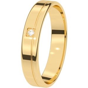 14K geelgouden trouwring diamant 4mm Sering