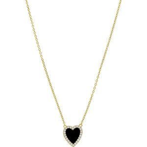 Zilveren goldplated ketting met een hartvormige Black Agate gemstone