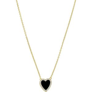 Zilveren goldplated ketting met een hartvormige Black Agate gemstone