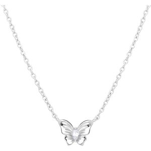 Zilveren ketting met hanger vlinder zirkonia