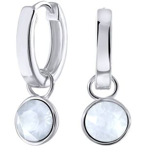 Zilveren oorbellen kristal wit opaal