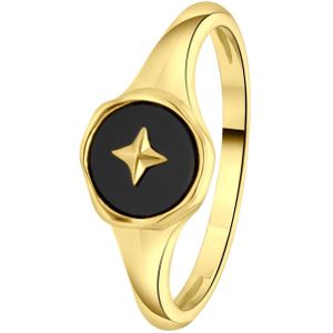 Zilveren goldplated ring zwart agaat