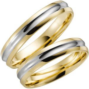 14 K bicolour trouwring geel/wit Poppy Heren H38
