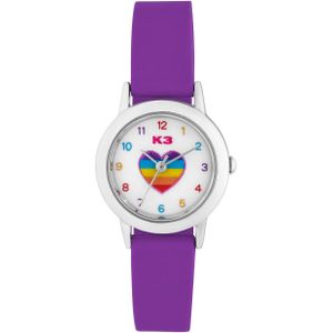 K3 Kinder Horloge Hart Met Rubberen Band Paars