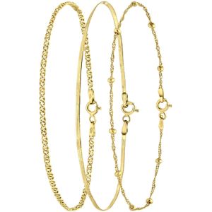 Gerecycled zilveren goldplated set met 3 armbanden