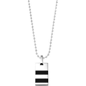 Lucardi Kinder Gerecycled stalen ketting met hanger - Ketting - Staal - Zilverkleurig - 38 cm