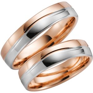 14K bicolour trouwring rose/wit Iris Heren H13R