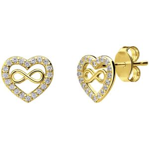 Zilveren goldplated oorknoppen hart infinity zirkonia voor dames