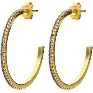Zilveren goldplated oorringen met zirkonia