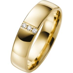 9 Karaat gele trouwring diamant Pioenroos Line H98