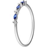 Zilveren ring blauw/wit zirkonia