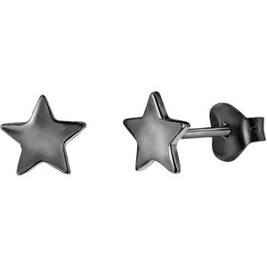 Zilveren oorbellen blackplated ster