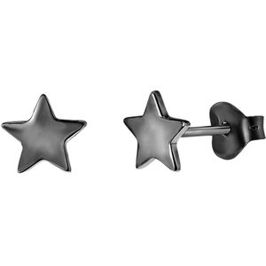 Zilveren oorbellen blackplated ster