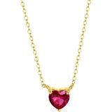 Zilveren goldplated ketting Love month stones hart