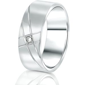 Zilveren gerhodineerde relatiering diamant Bogor