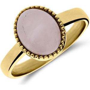 Stalen goldplated ring met rozenkwarts
