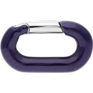 Stalen bedel sluiting ovaal donker blauw emaille
