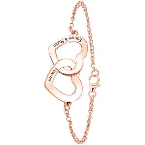 Zilveren roséplated armband hart voor dames